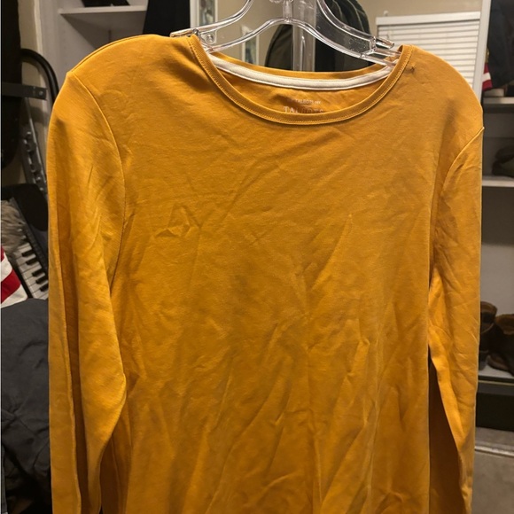 Talbots Shirt Large Women’s Gold Longsleeve NWOT Crew Neck 100% Cotton - Picture 3 of 12